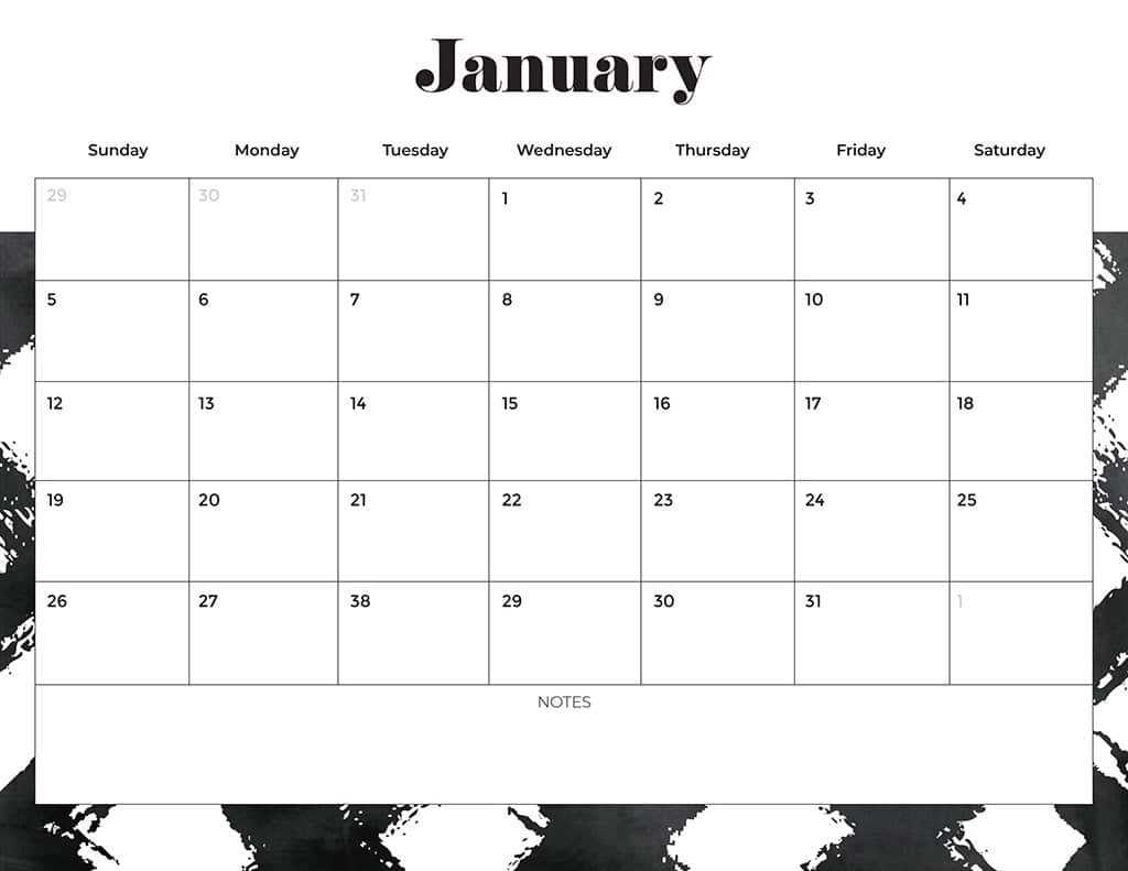 blank calendar template january 2025