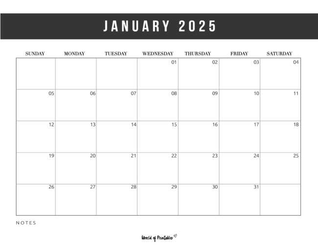 blank calendar template january 2025