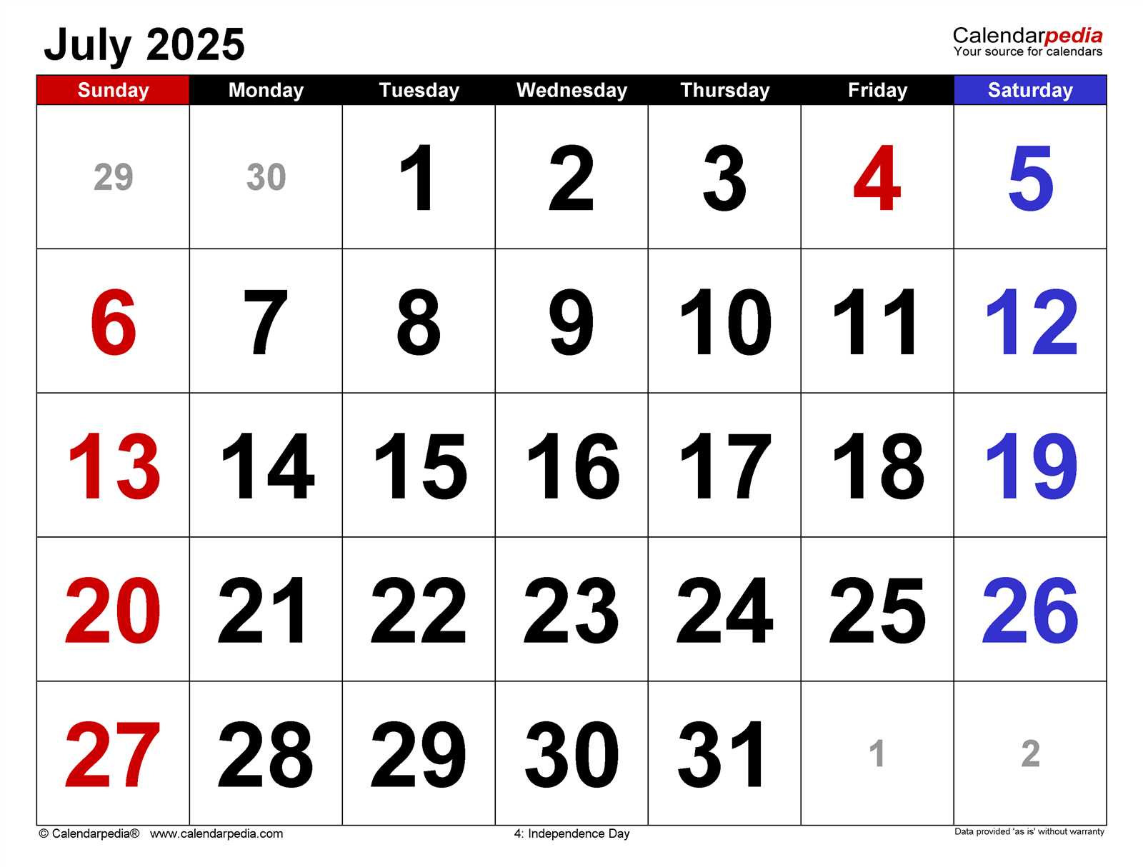 blank calendar template june and july 2025