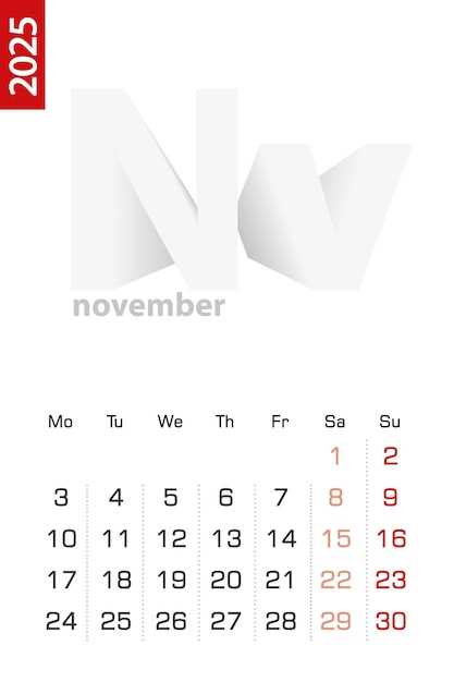 blank calendar template november 2025 printable