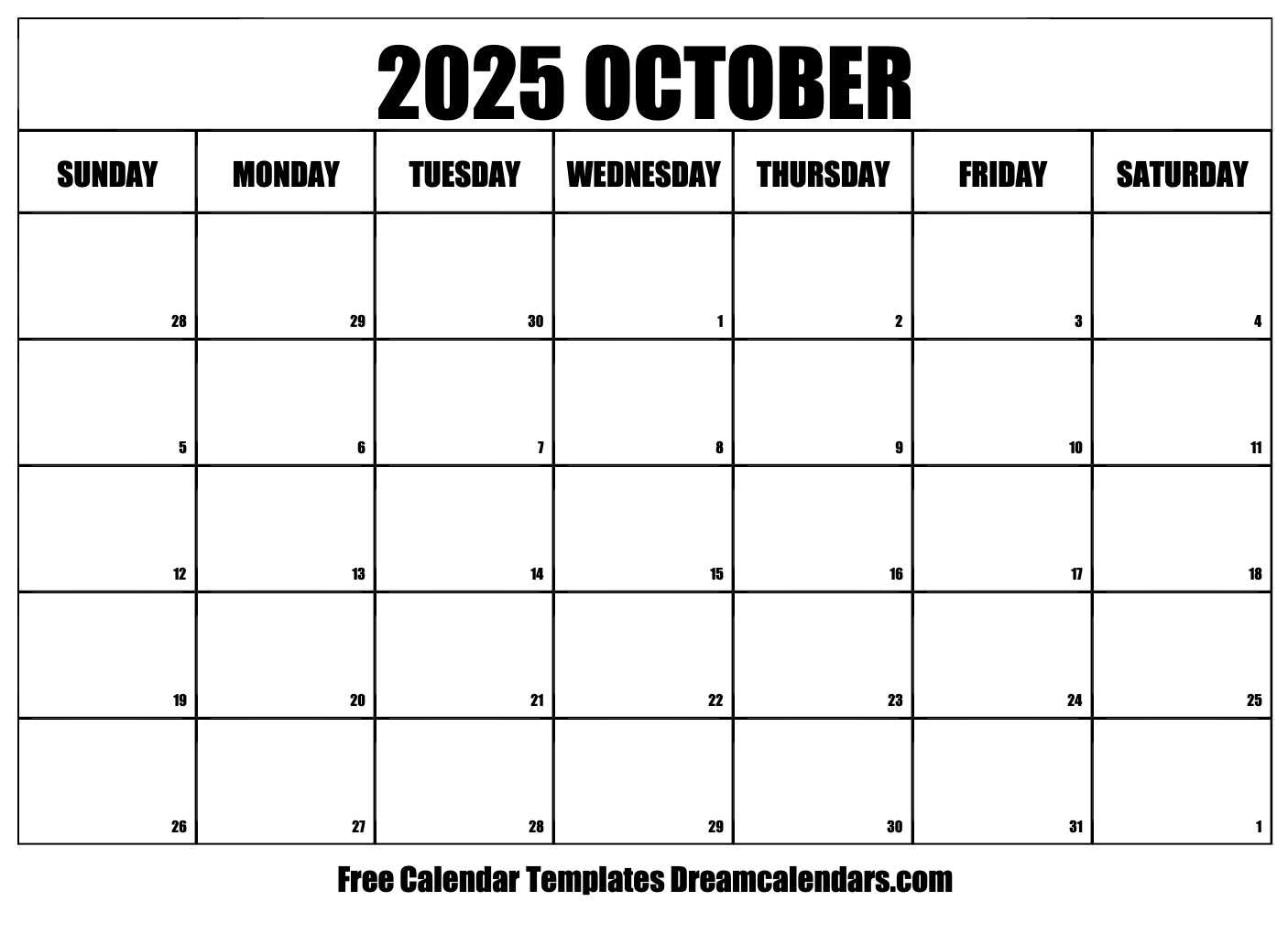 blank calendar template printable 2025