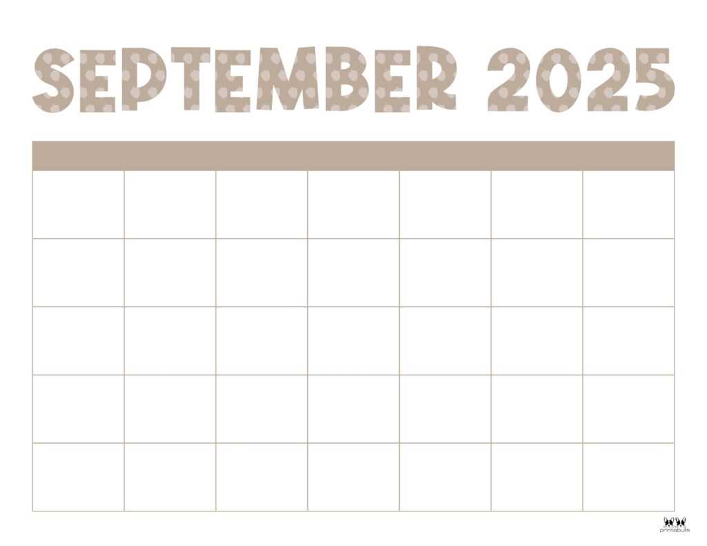 blank calendar template september 2025 printable