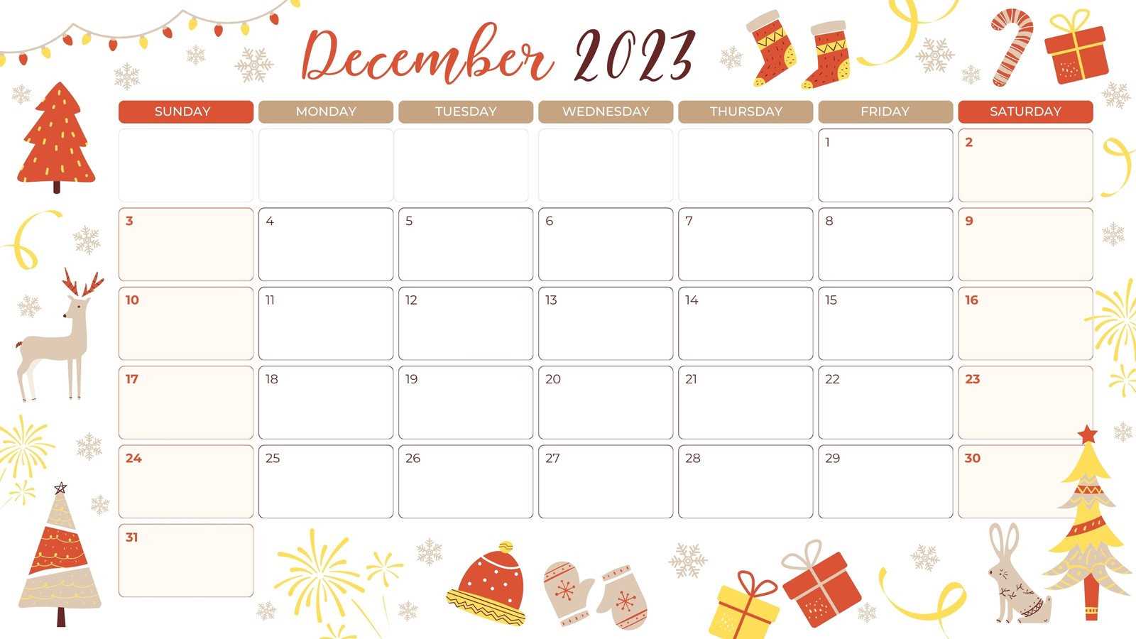 blank christmas calendar templates