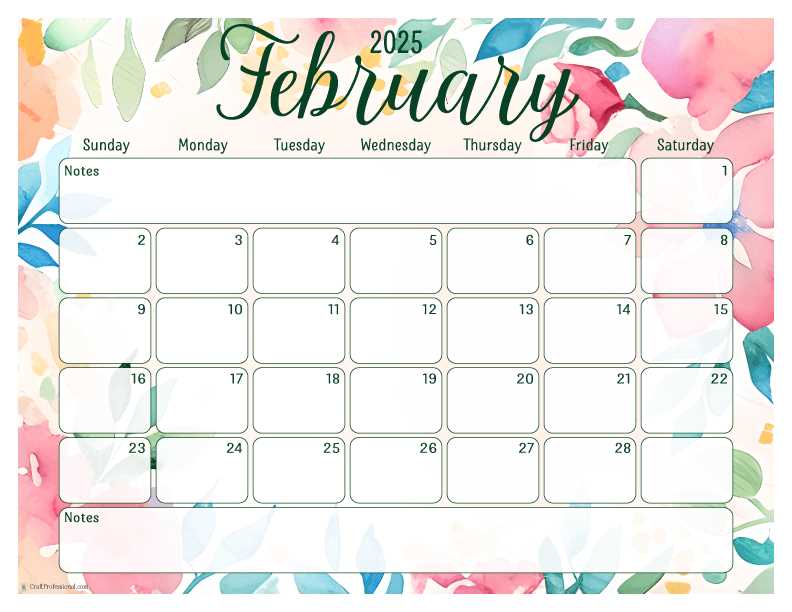 blank february calendar template