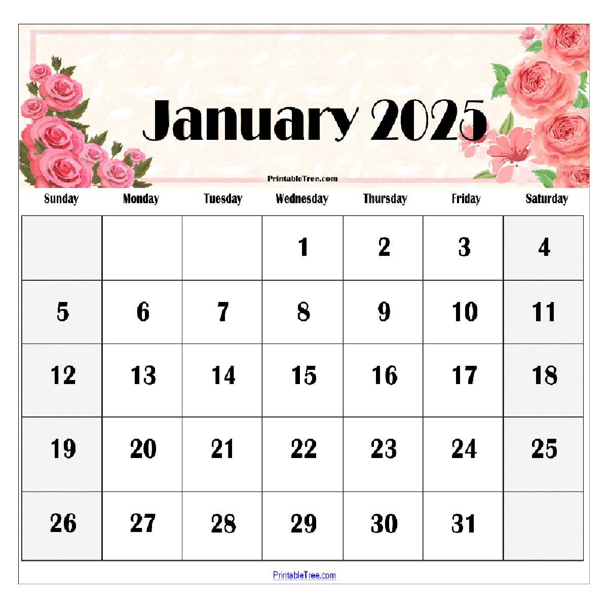 blank january calendar template 2025