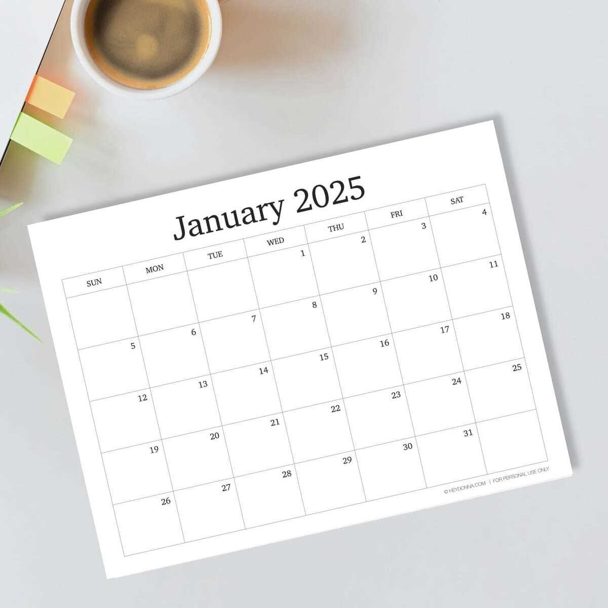 blank january calendar template 2025