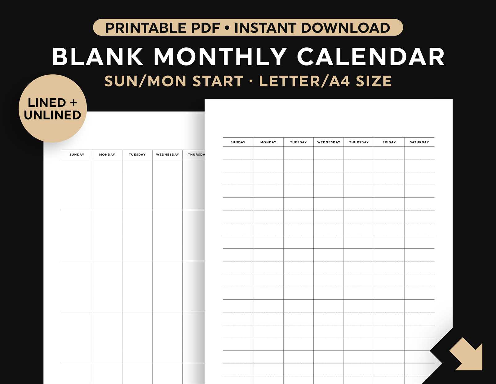 blank lined calendar template