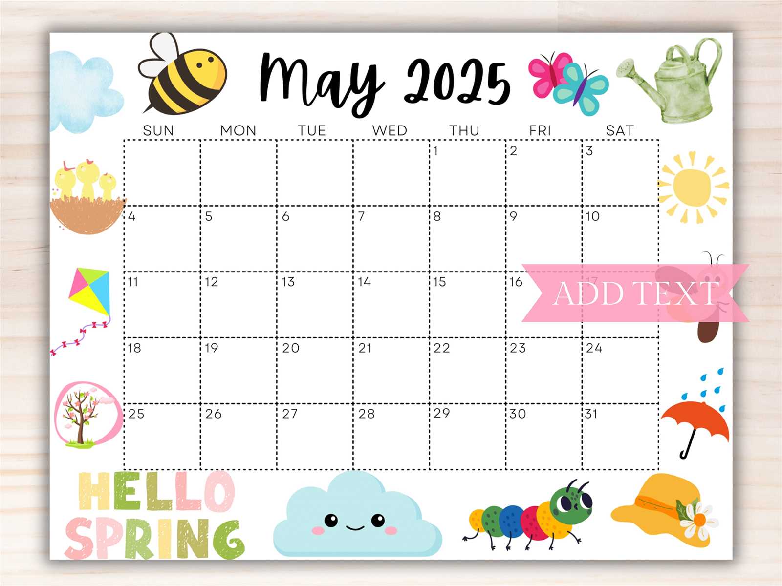 blank may calendar template 2025