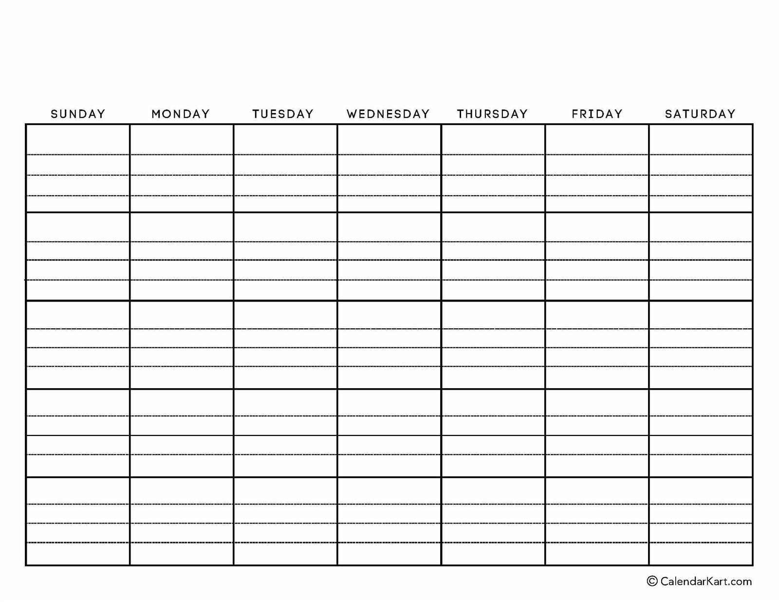 blank monthly calendar template no dates