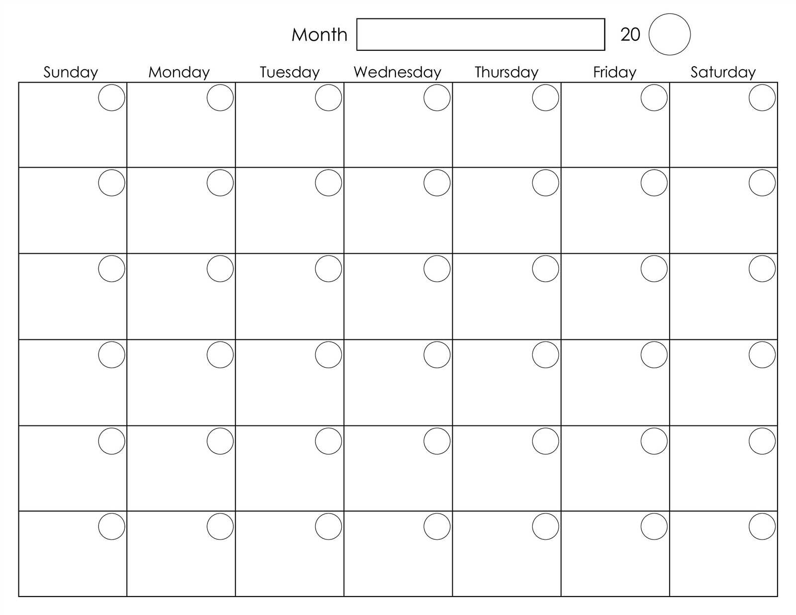 blank monthly calendar template no dates