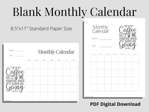 blank monthly calendar template portrait