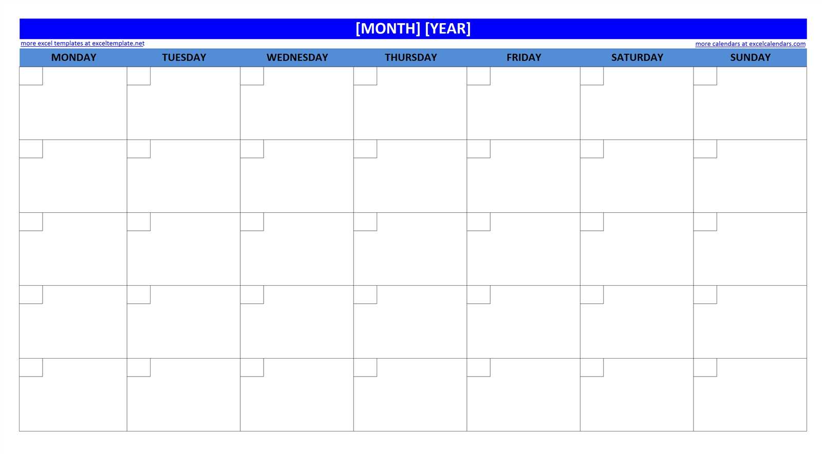 blank monthly calendar template