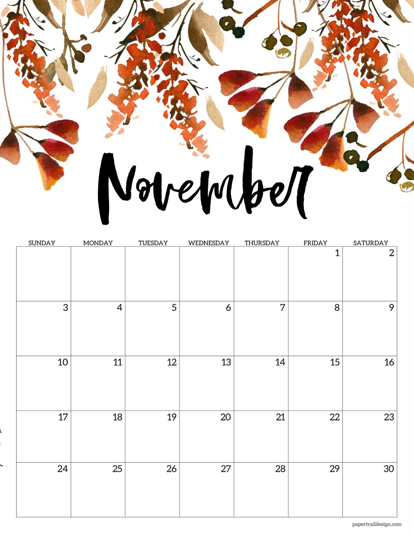 blank november calendar template