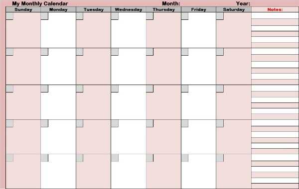 blank one month calendar template