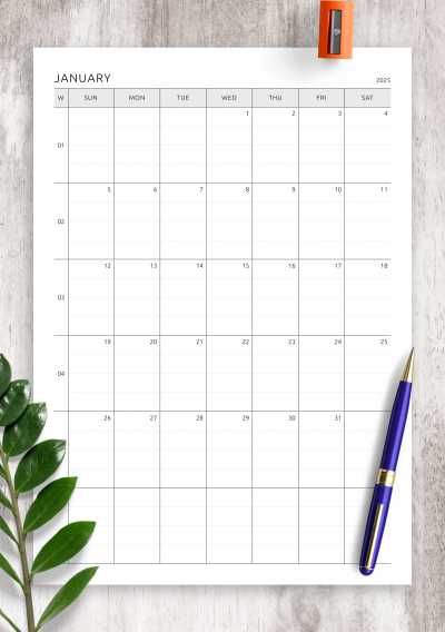 blank one month calendar template