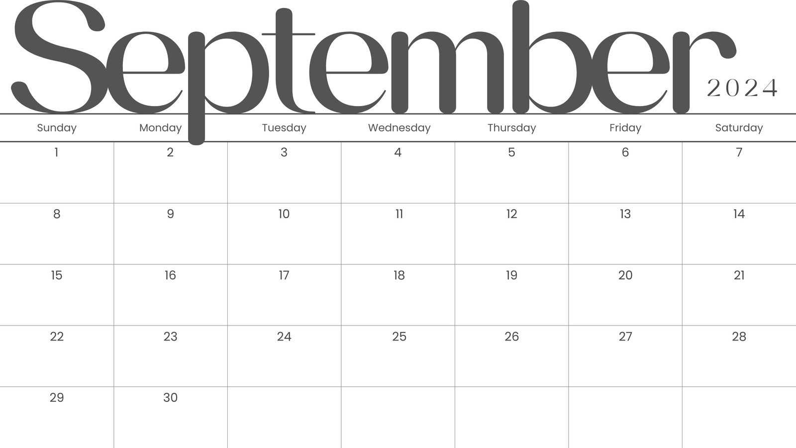 blank september calendar template