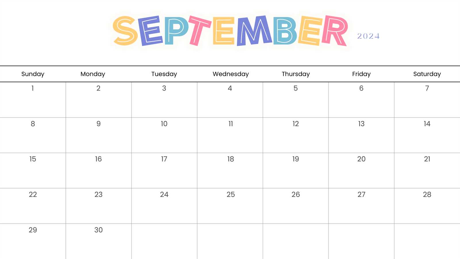 blank september calendar template