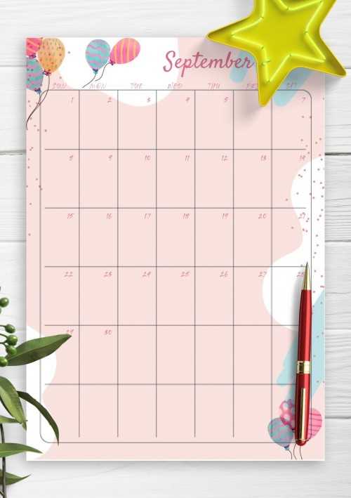 blank september calendar template