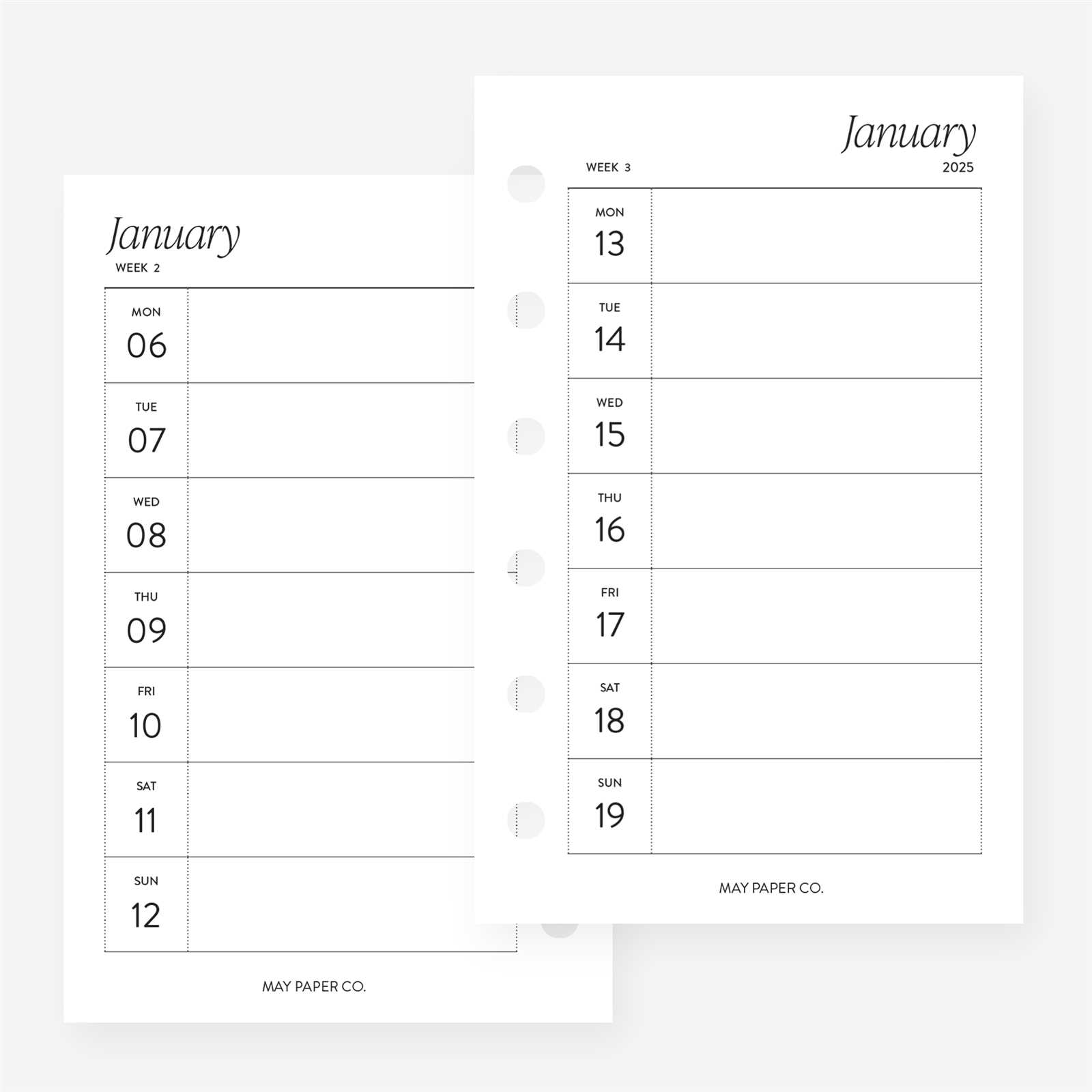 blank weekly calendar template 2025