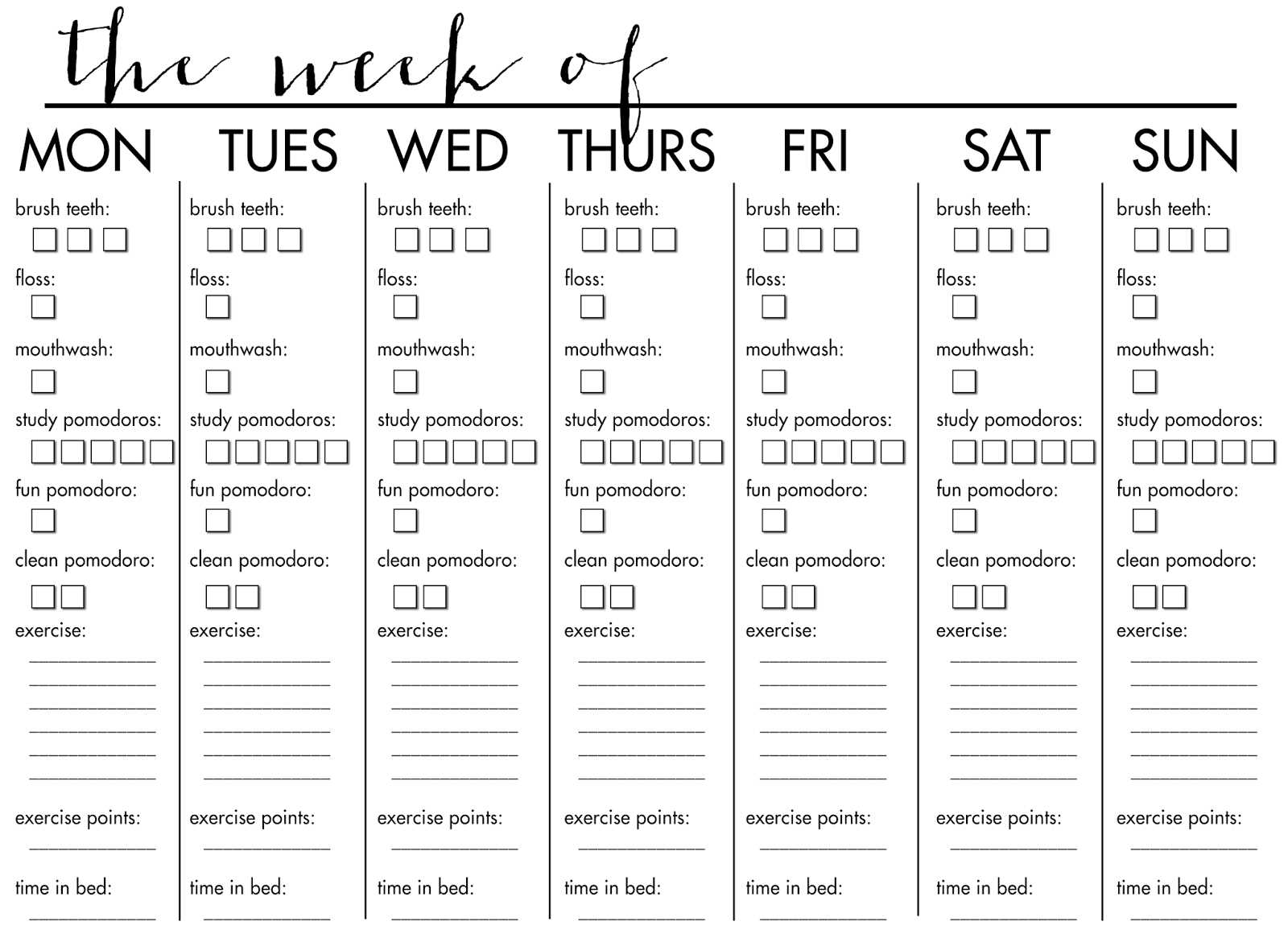 blank workout calendar template