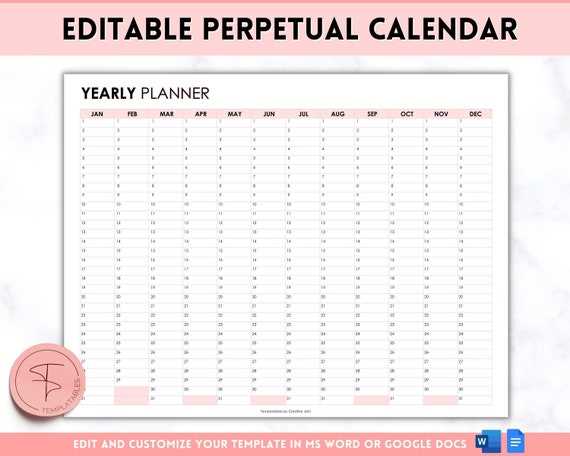 perpetual calendar template