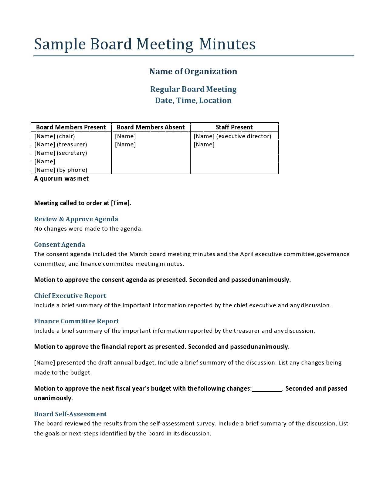 board meeting calendar template