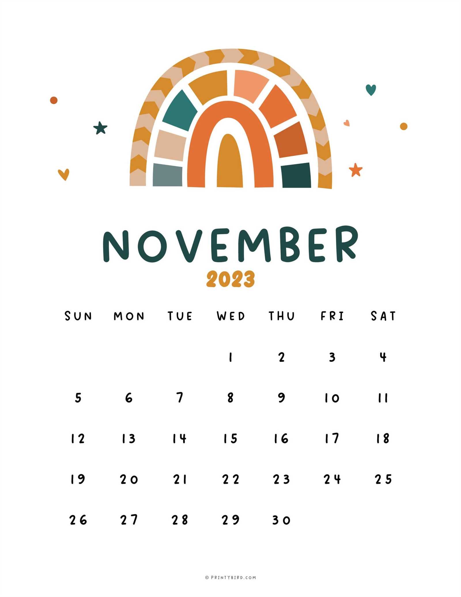 boho calendar template