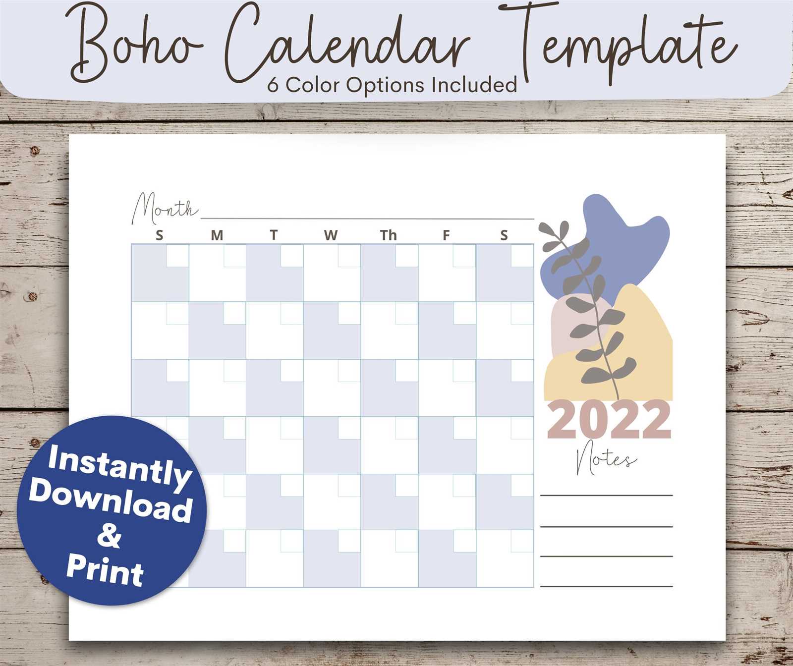 boho calendar template