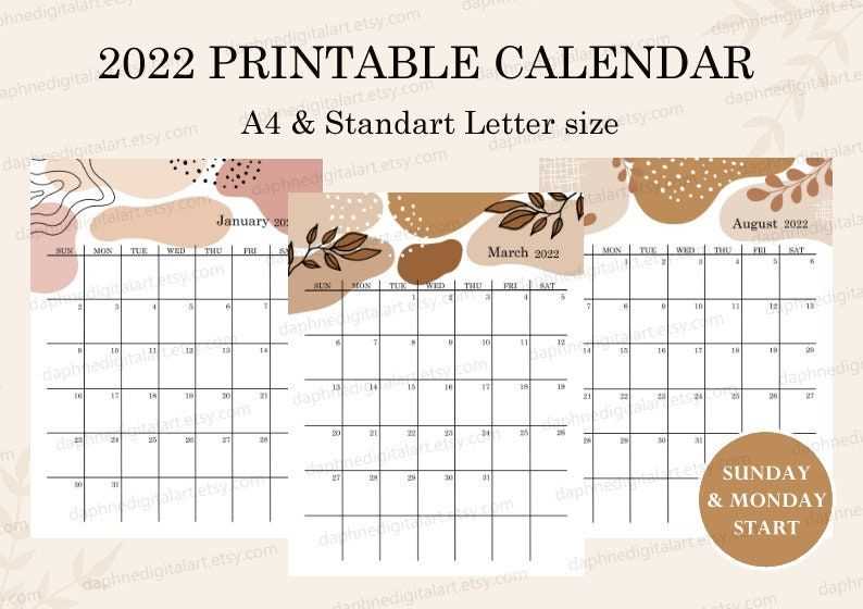 boho calendar template