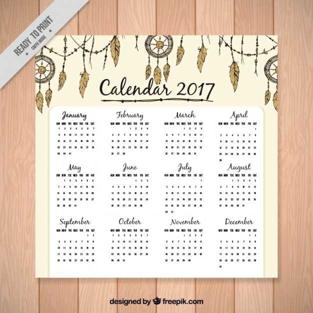 boho calendar template