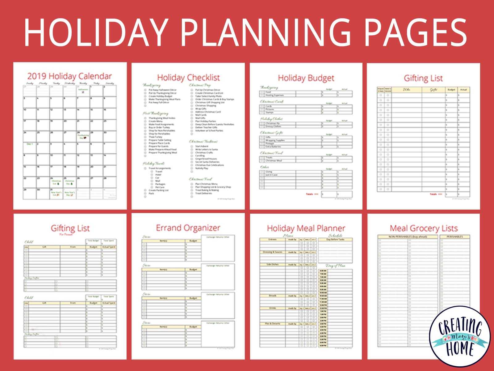 free holiday calendar templates