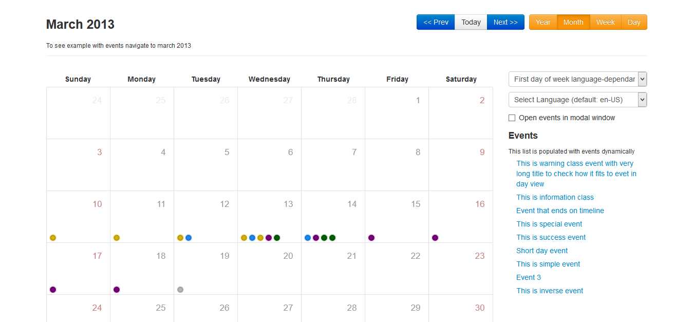 bootstrap calendar template free