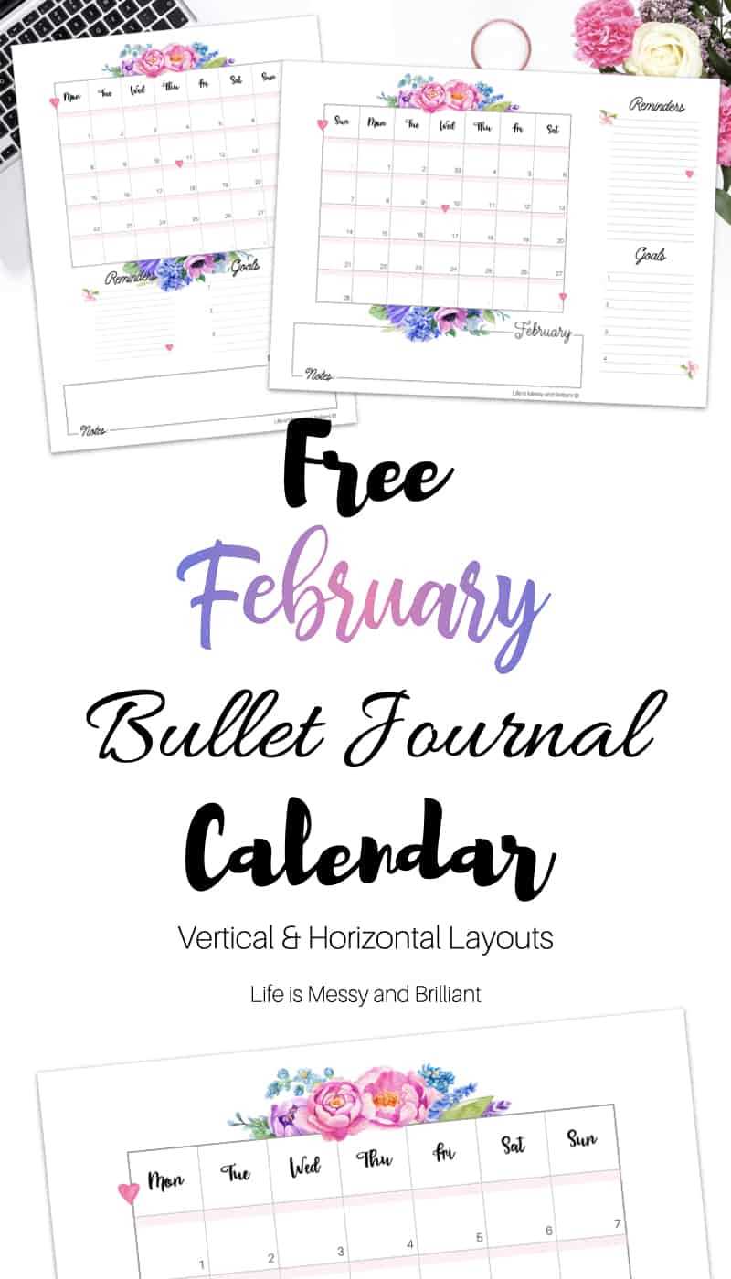 bullet journal calendar template