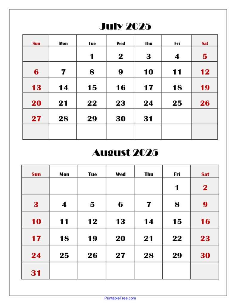 august monthly calendar template