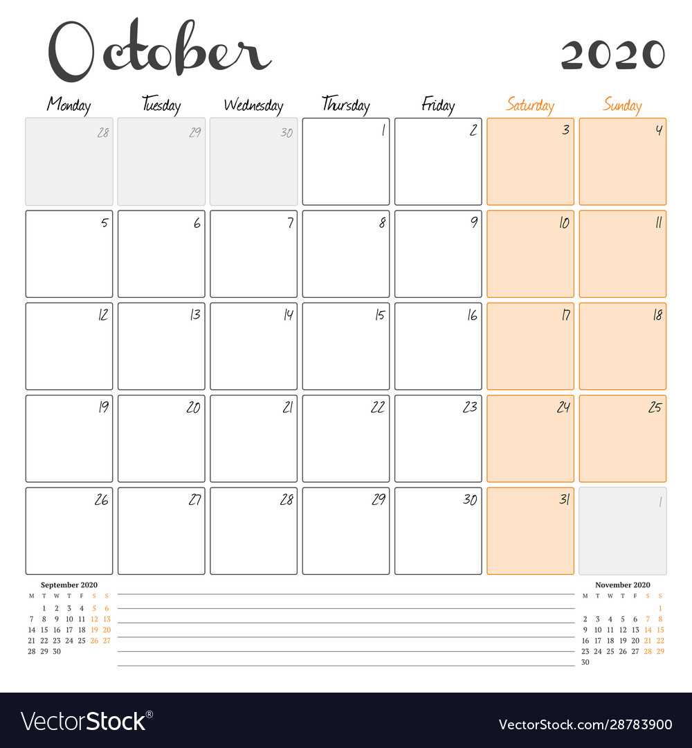 october month calendar template