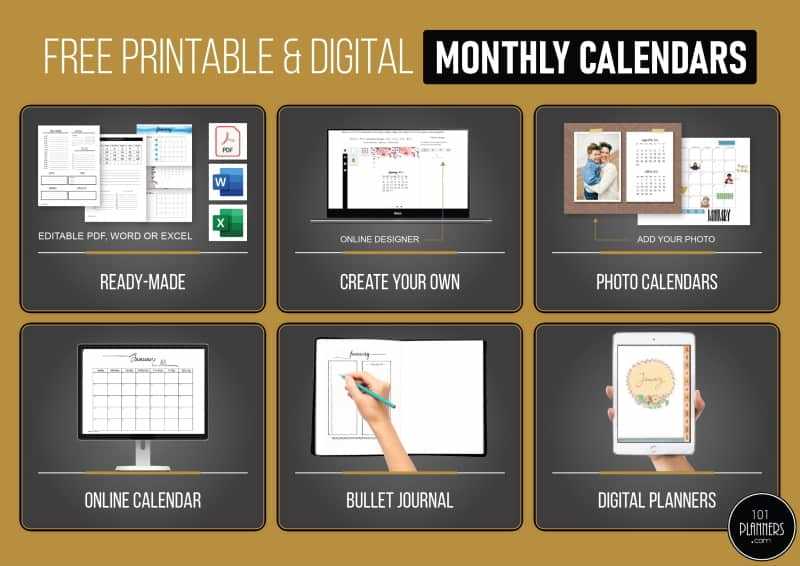 interactive monthly calendar template