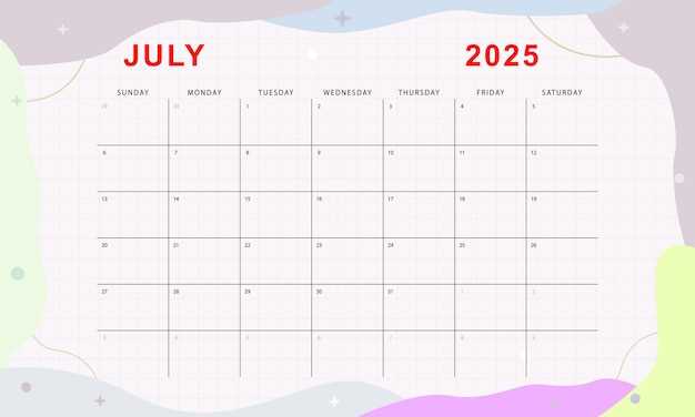 calendar 2025 july template