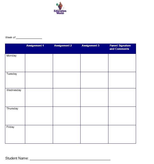 calendar assignment template