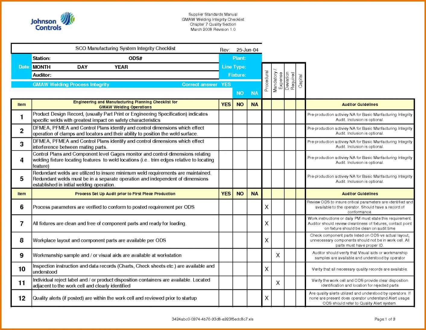 calendar audit template