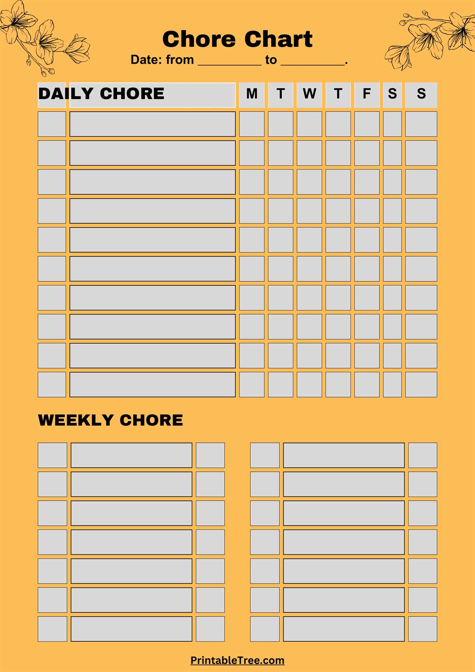 calendar chore chart template