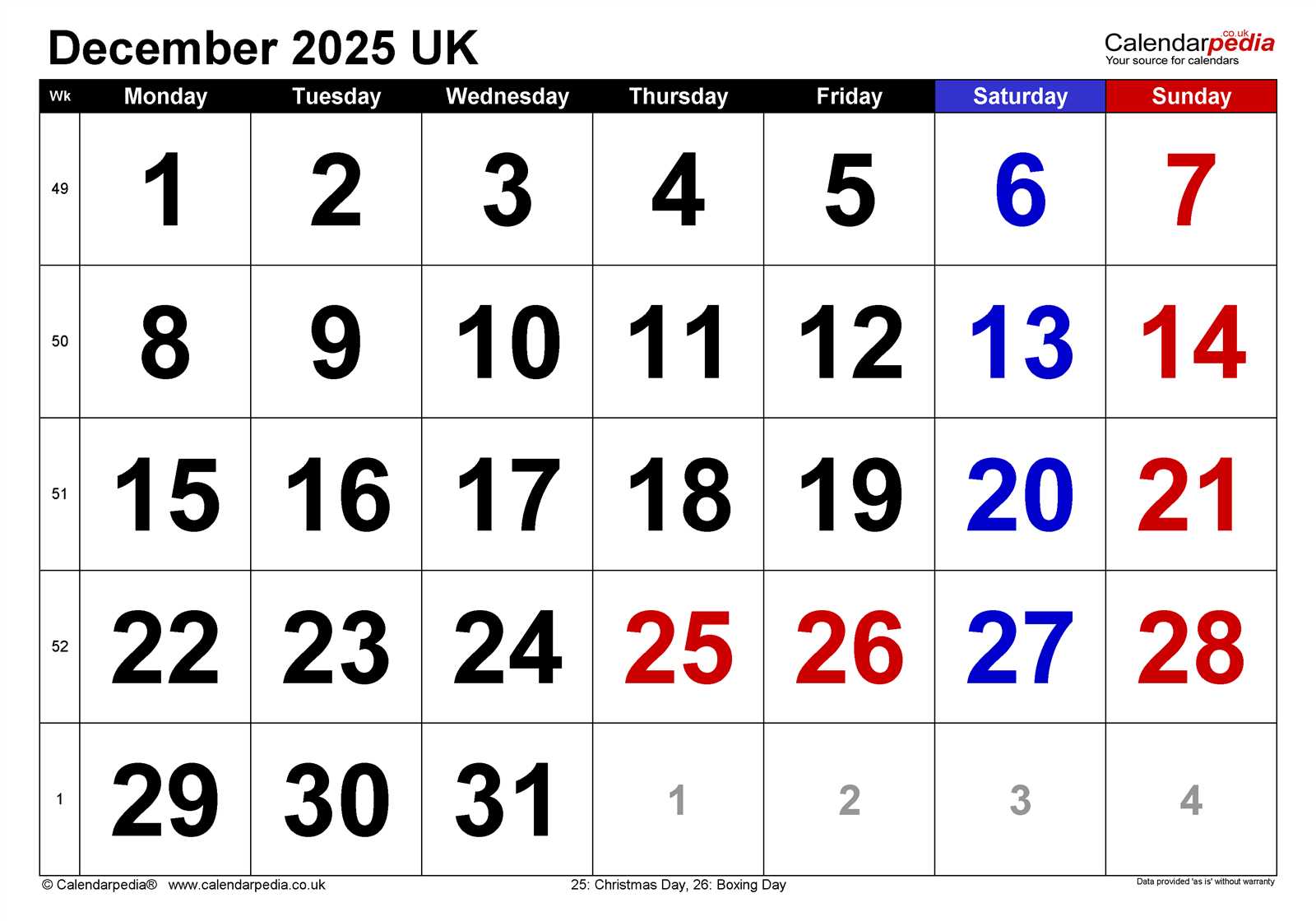 calendar december 2025 template