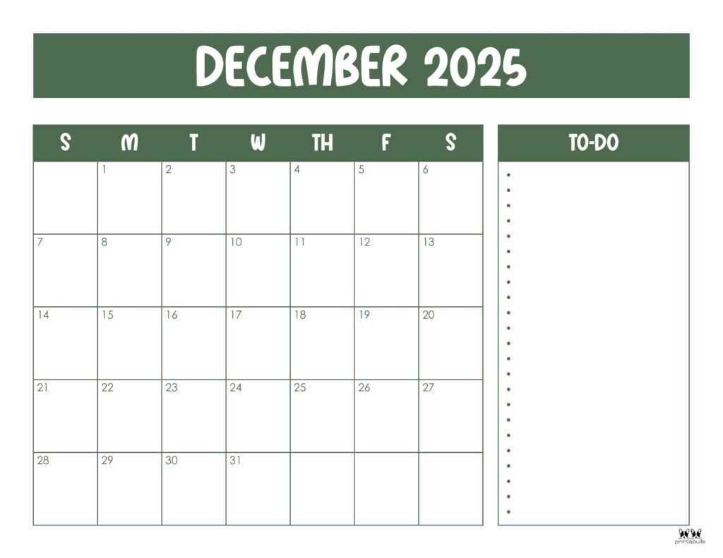 calendar december 2025 template