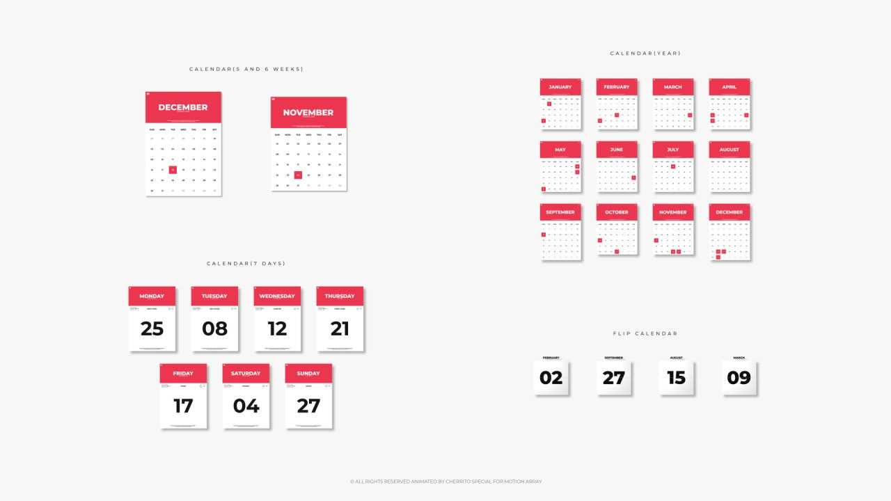 calendar flip after effects template