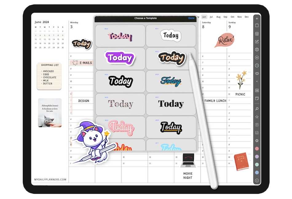 calendar goodnotes template free