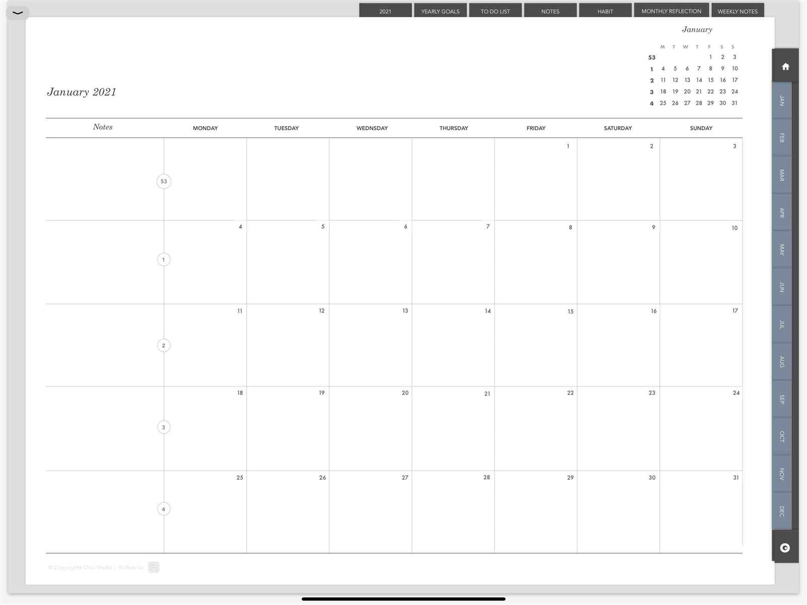 calendar goodnotes template free