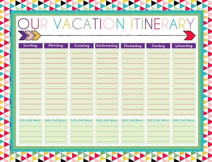calendar itinerary template