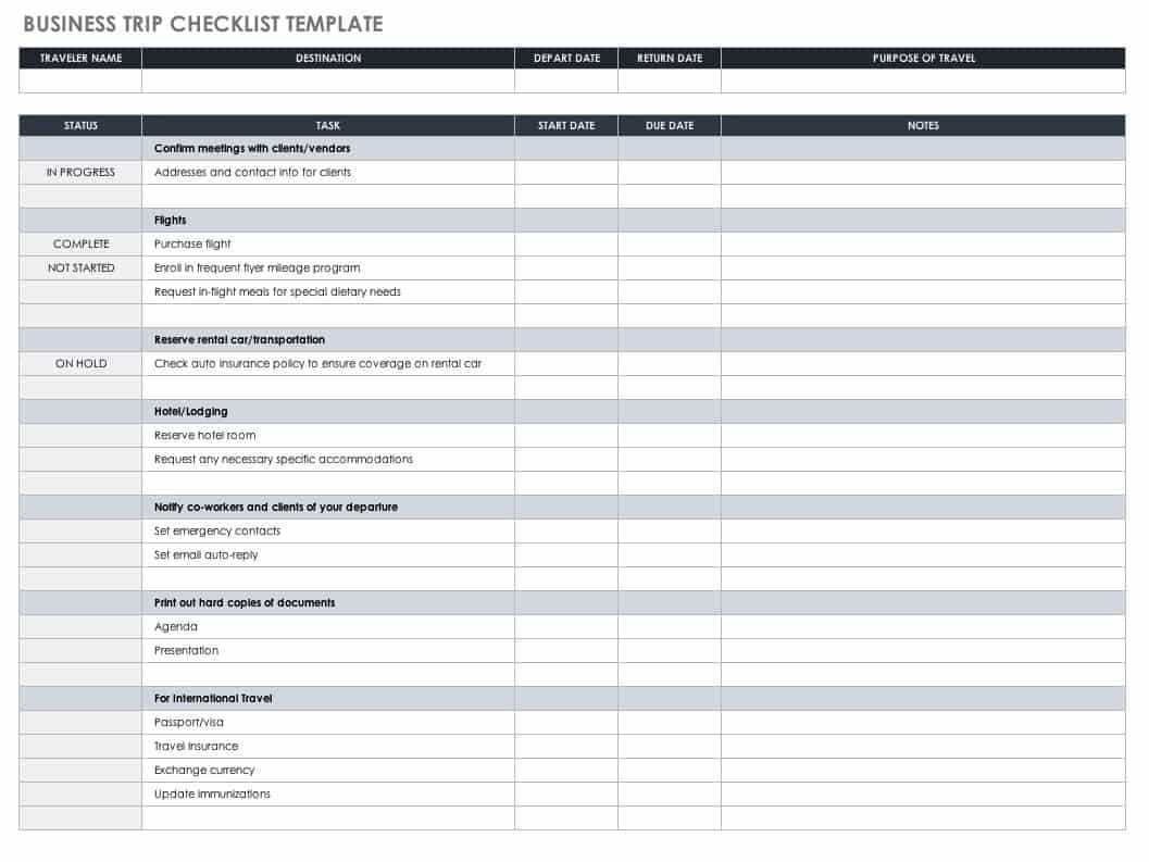 calendar itinerary template