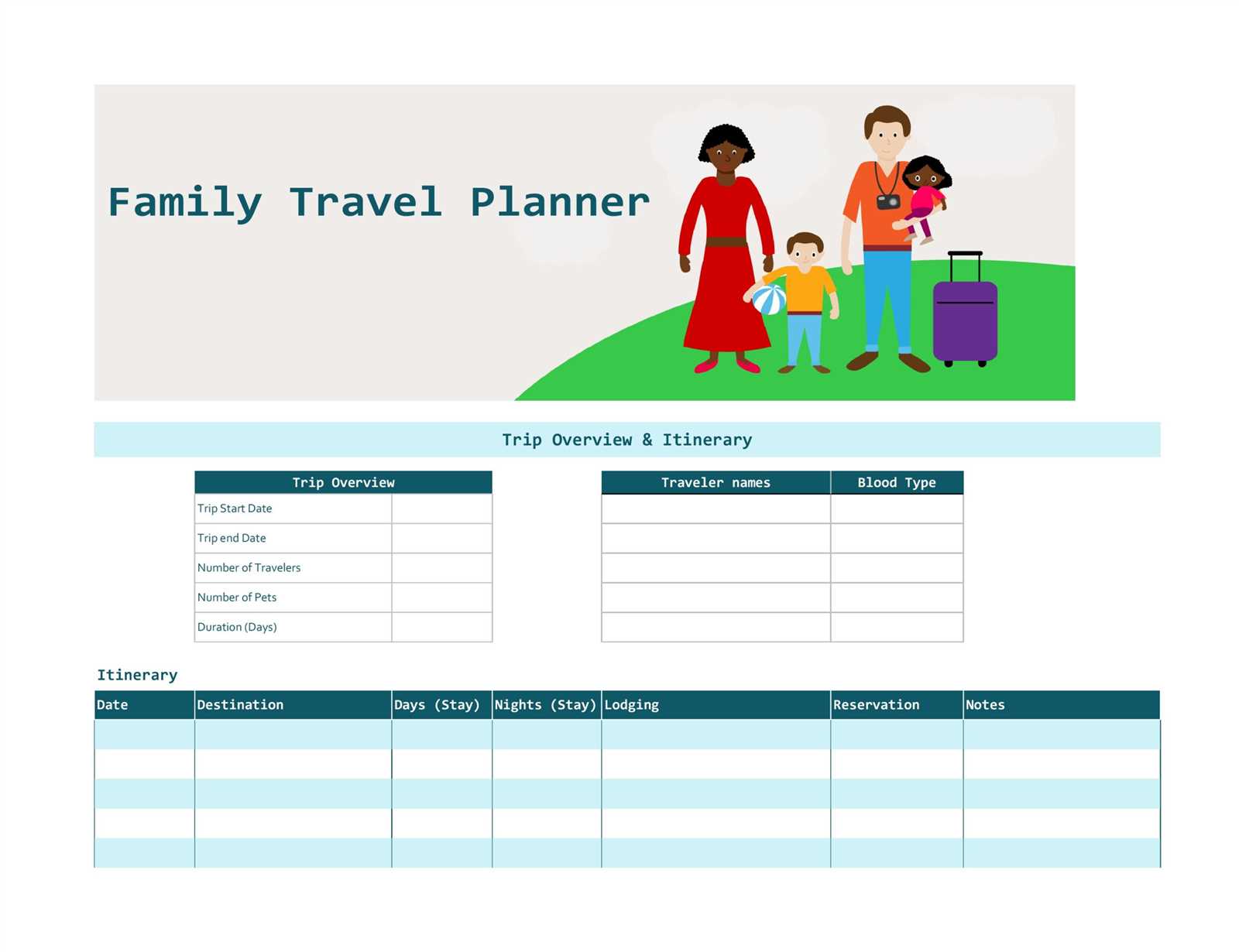 calendar itinerary template