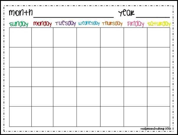 calendar journal template