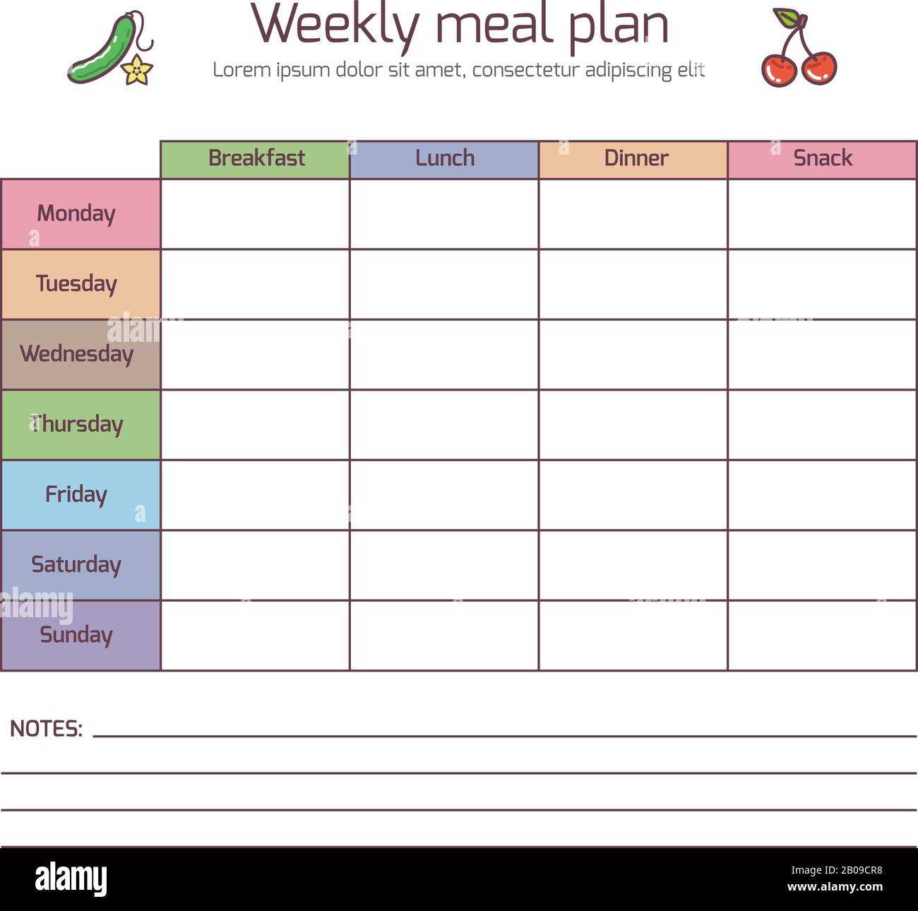 calendar meal plan template